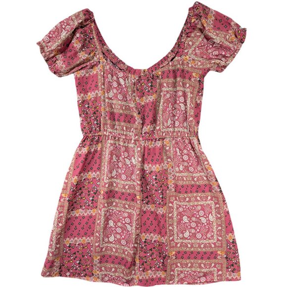 Trixxi Mini Dress Womens M Pink Milkmaid Cottagecore Patchwork Y2K 90s Revival - Picture 2 of 11